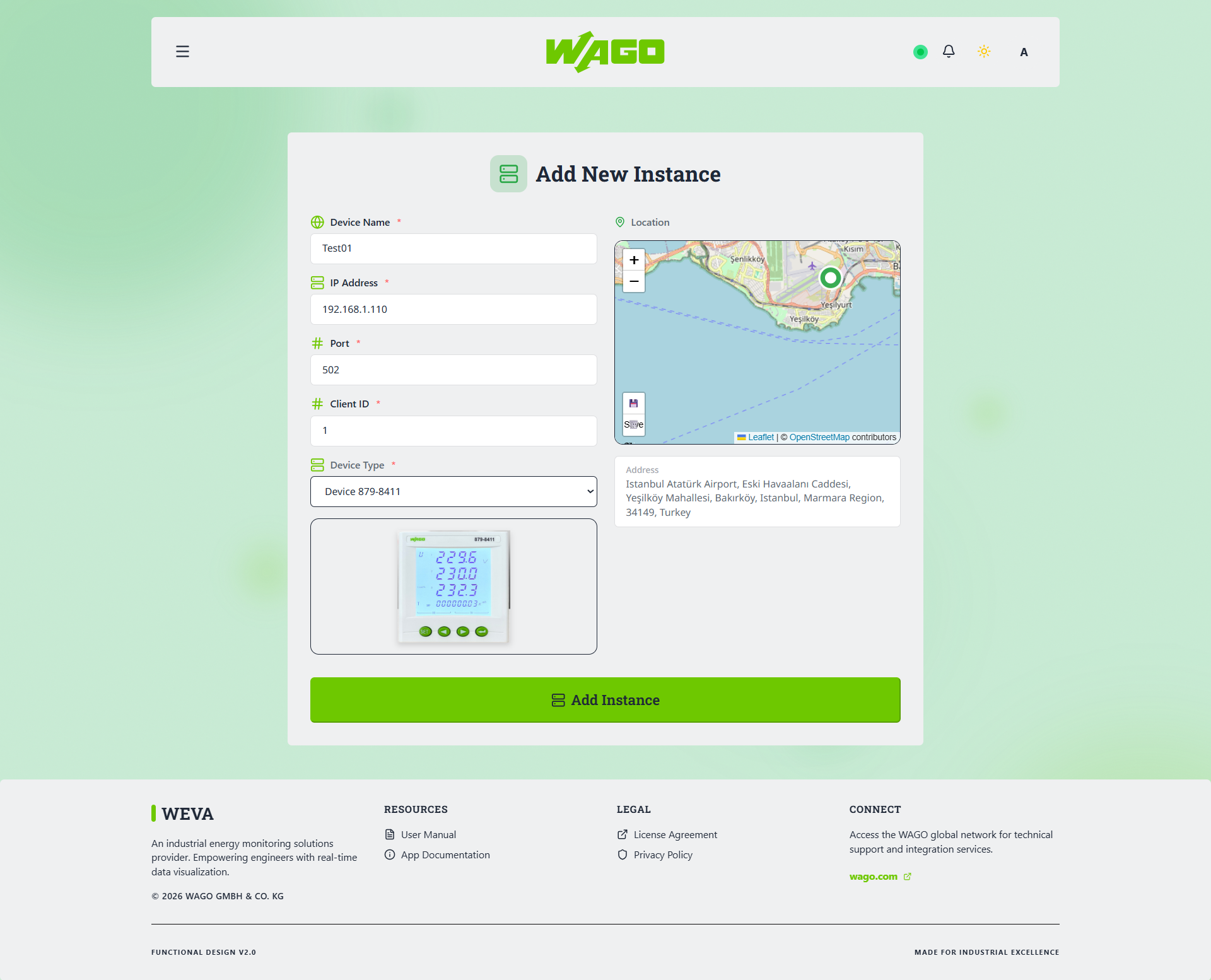 Add Device Form Placeholder